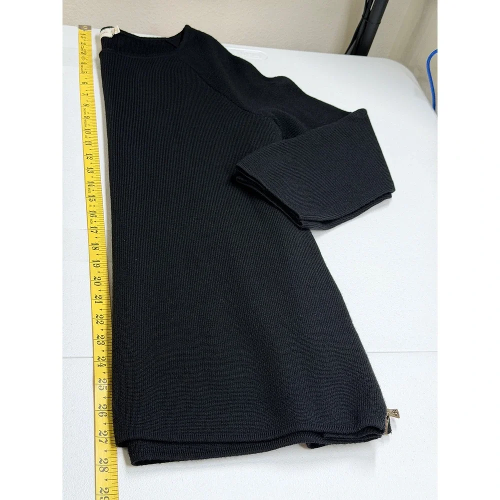 Tory Burch Sweater Women Medium Black Merino Wool Boat Neck Knit Staple Designer